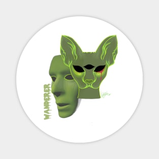 Creepy Sphynx Cat Drama Mask Horror Glowing Unique Edgy Punk Art Magnet